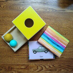 Lovevery Ball Drop and Picture Cards from the Inspector playkit (7-8m)